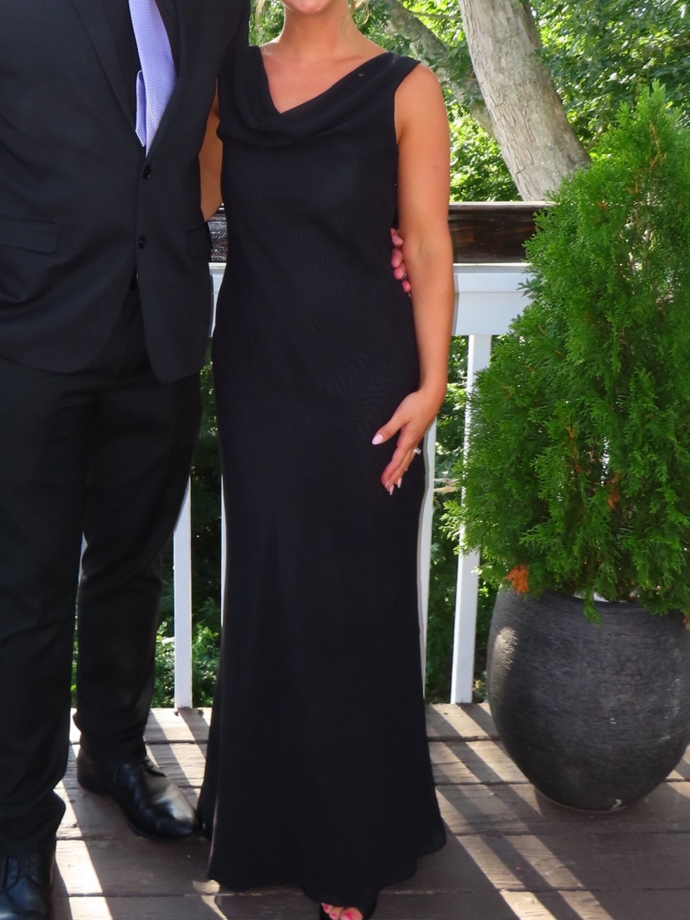 Azazie Black Cowl Neck Maxi Dress
 **Has been altered Length 58” **